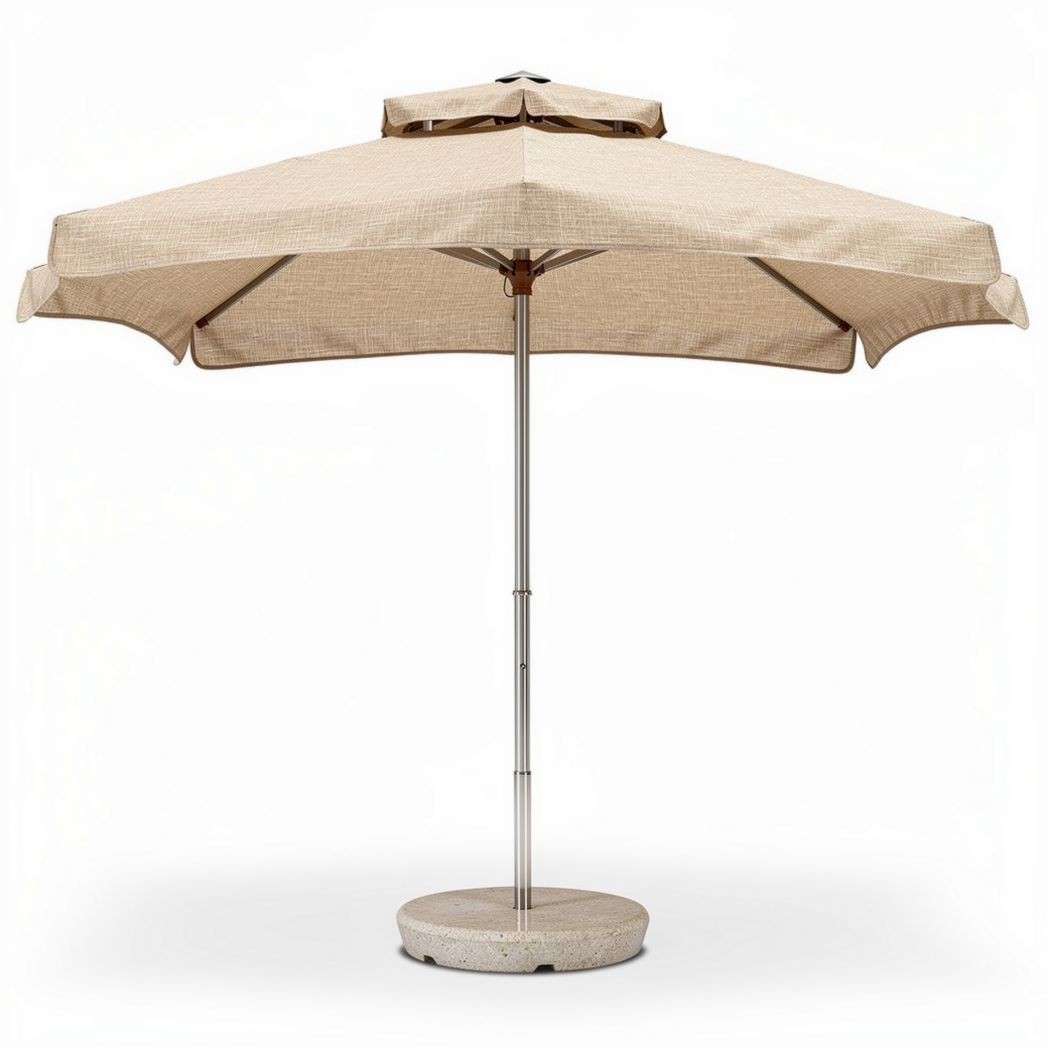 Sonnenschirm aus polyester mit stahlgestell 300 x 300 x 250cm beige