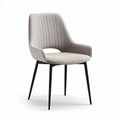 Stuhldesign aus geripptem stoff in beige mit metallbeinen 45 x 50 x 85cm