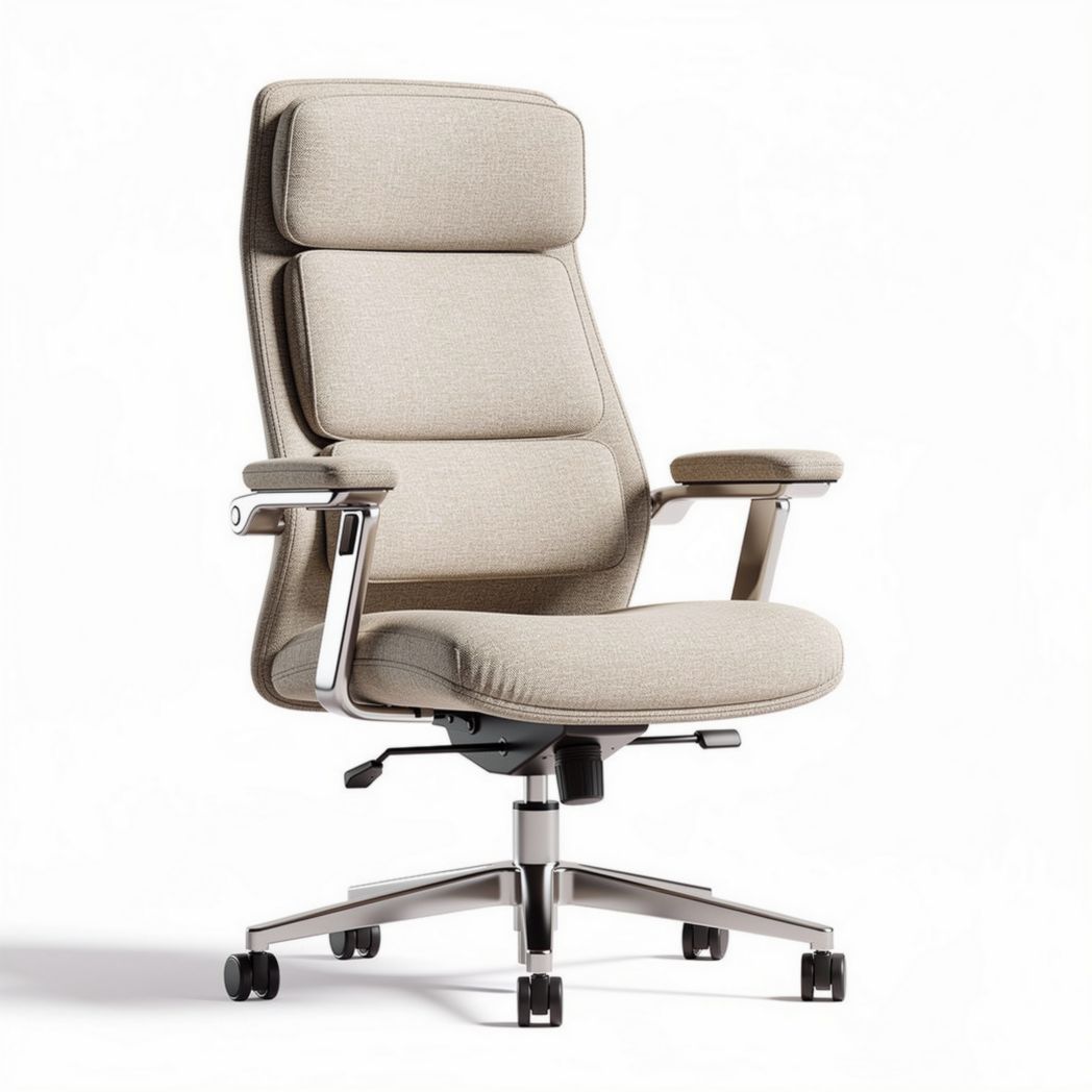 Bürostuhl aus Stoff mit verstellbaren Armlehnen in beige 60 x 60 x 110cm