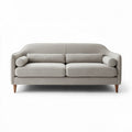 Sofa aus grauem Stoff mit zwei Kissen und Holzbeinen 200 x 80 x 90cm
