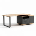 Eckschreibtisch aus Holz und Metall in grau mit Schubladen 150 x 75 x 75cm