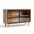 Vitrine aus Holz und Glas mit zwei Regalen in modernem Design 90 x 40 x 70cm