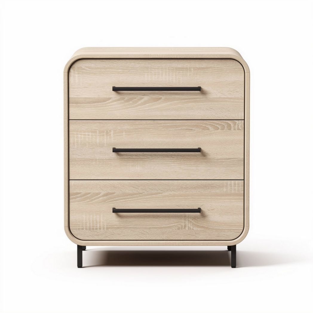 Kommode aus Holz mit drei Schubladen in hellbeige 60 x 40 x 70cm