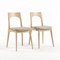 Stuhl aus lackiertem Holz mit gepolsterter Sitzfläche in Beige 45 x 40 x 85cm